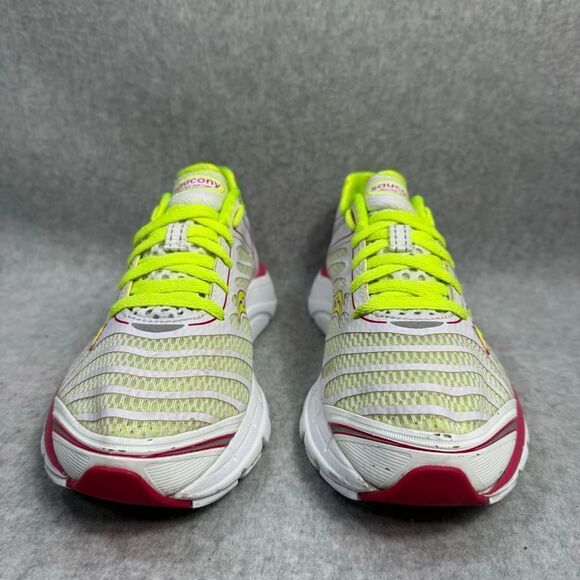 Saucony Kinvara 3 Womens Shoes Size 8 White Yellow Pink Low Top Running Sneakers - Picture 2 of 9